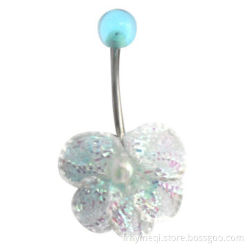 Acrylic lace floral design navel belly rings
